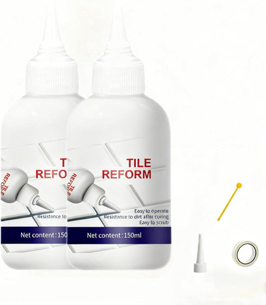 SKY-TOUCH Tile Grout Sealant 2 pcs,150ml White Tile Gap Repair Filler for Bathroom&Kitchen, Waterproof Anti-Mold Tile Gap Filler, Wall & Floor Crack Repair Adhesive-with Seam Ball & Scraper