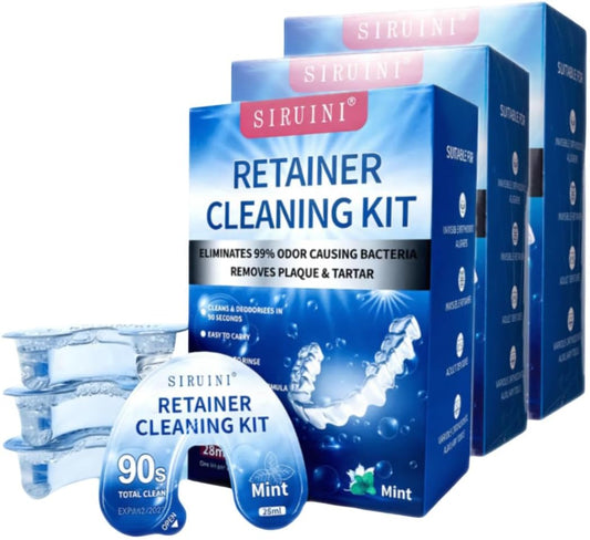 SKY-TOUCH 30PCS Retainer Cleaning Kit - Disposable 28ml x 10 Vials (3 Boxes) - Portable Braces & Denture Cleaner - Travel-Friendly, Easy to Use
