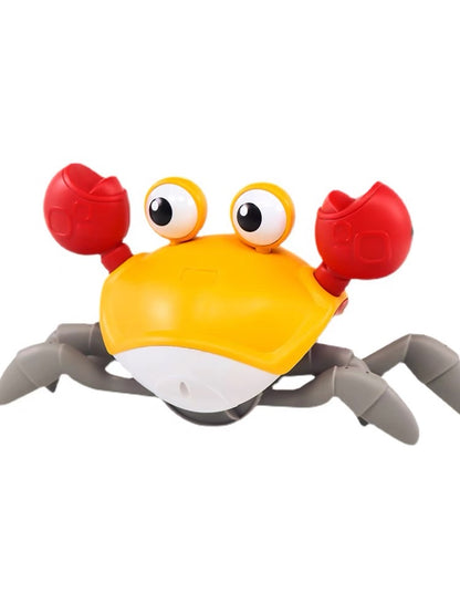 SKY-TOUCH Electric Runaway Crab، لعبة طفل السلطعون الزاحف مع الموسيقى وإضاءة LED، لعبة تطوير التعلم التفاعلية للأطفال الصغار مع تجنب العوائق تلقائيًا، للأطفال الرضع والأطفال الصغار 