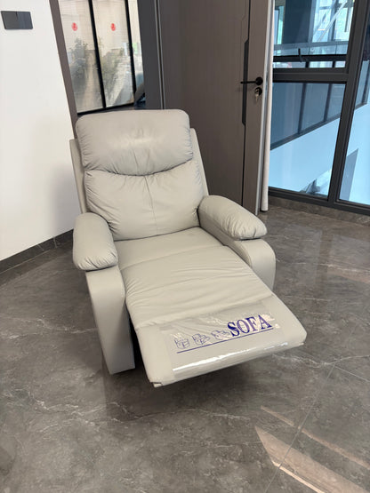 SKY-TOUCH Multifunctional Single-Seater Recliner Chair Suitable for a Nap, Adjustable Leather Lounge Chair Waterproof & Side Pockets, Swivel & Rock and Recline at 150° - Easy Assembly, Grey