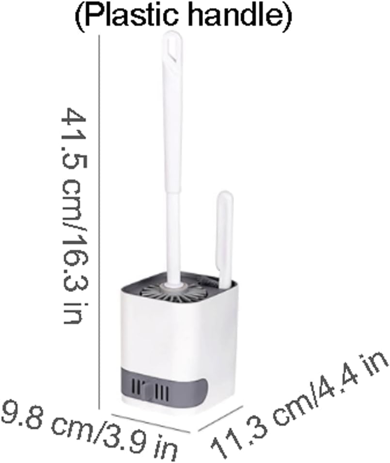 SKY-TOUCH Soft Wall-Mounted and Floor-Standing Dual Purpose Toilet Brush with Silicone Bristles Toilet Brush and Holder Deep Cleaning Reusable, Square - Easy Keep Clean