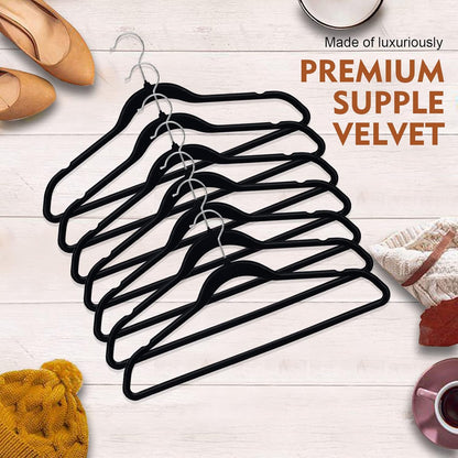 SKY-TOUCH 20PCS Non Slip, Space-Saving Slim Clothes Velvet Hanger, Heavy Duty Adult Hanger for Coats and Suits - Black