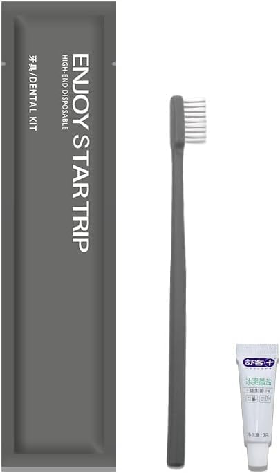 SKY-TOUCH 20Pcs Disposable Travel Toothbrushes with Single Pack Probiotic Toothpaste, Soft Bristle, Individually Waterproof Packaging, Single Use for Hotel, Camping, Travel, Home, Guests(Grey)