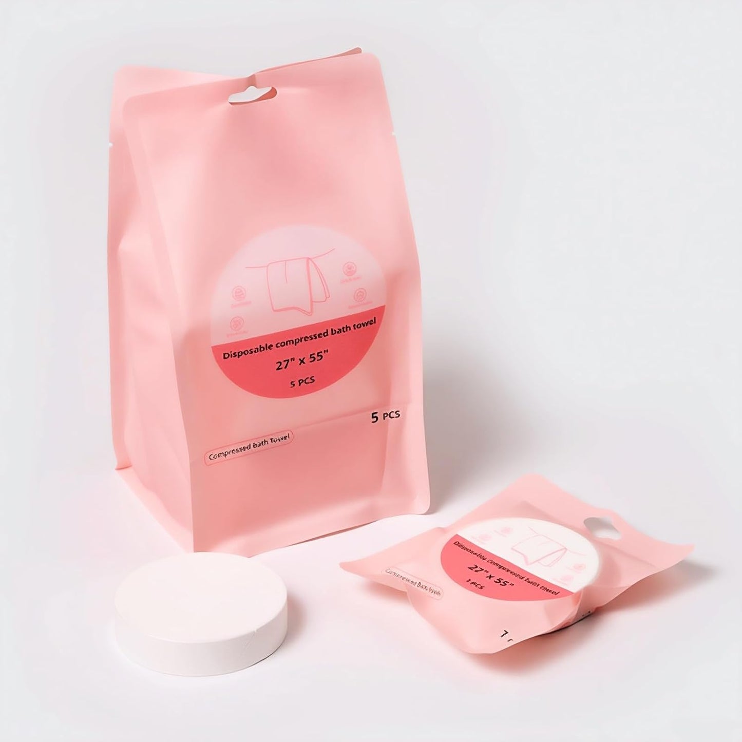 SKY-TOUCH 20Pcs Large Compressed Disposable Bath Towels, 70x140cm Portable Single-Use Towels, Soft and Absorbent Travel Towels for Camping, Hotel, Beach, Gym, and Outdoor Use(Pink)