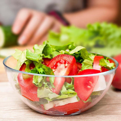 SKY-TOUCH 2 PCS Glass Mix Bowl Set, Round Glass Bowl, Salad Bowl Glass for Kitchen, Baking, Prepping, Serving, Cooking, Stackable, Non-toxic, Microwavable, L Size: 26.5 x 11cm, S Size: 22.5 x 10cm
