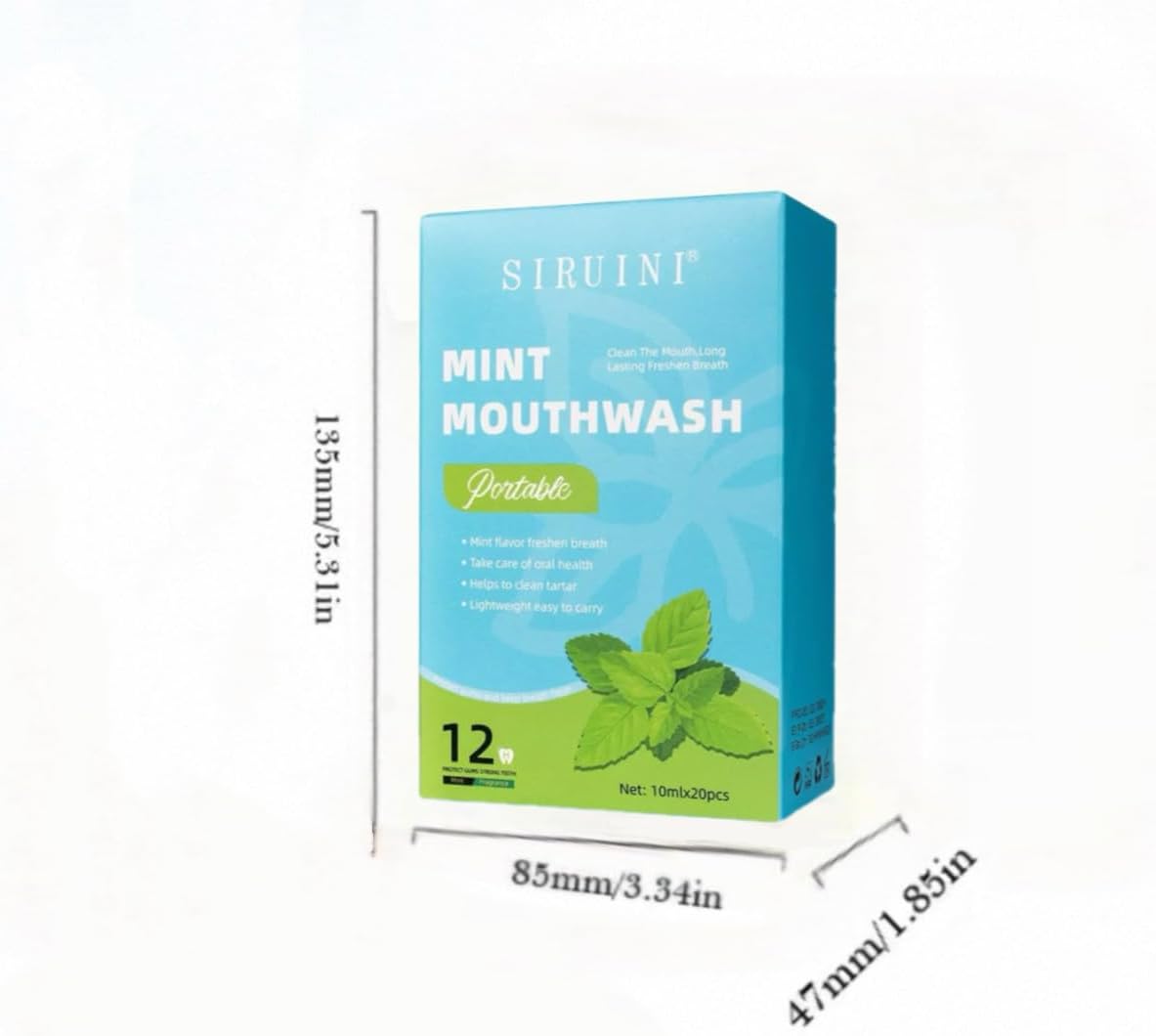 SKY-TOUCH 20-Count Travel Mouthwash, 10ml x 20 Individually Wrapped - Fresh Mint, Portable & Convenient - Freshens Breath, Cleans Teeth, Prevents Bad Breath, No Alcohol