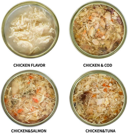 SKY-TOUCH 6Pack Wet Cat Food Can 85g, Shredded Real Meat in Broth, Grain-Free High Protein Cat Food with Taurine, Fish Oil, Vitamins & Minerals, Hydrating Nutrition for Kittens & Adult Cats(Salmon)