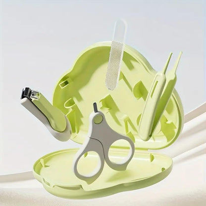 SKY-TOUCH Baby Nail Care Kit for & - Safe & Gentle Complete Set with Nail Clipper, Scissors, Cuticle Pusher & Nail File - Portable Newborn Grooming Tools (Pink/Green) - Baby Nail Trimmer Set, 12x10cm