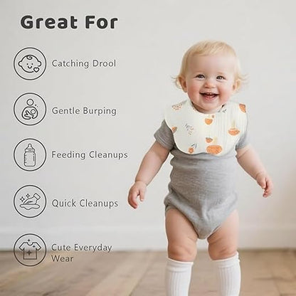 SKY-TOUCH Muslin Baby Drooling Bibs 5/10 Pack, 100% Cotton Soft Absorbent Bandana Drool Bibs with Adjustable Snaps Cotton for Teething and Drooling Unisex Baby