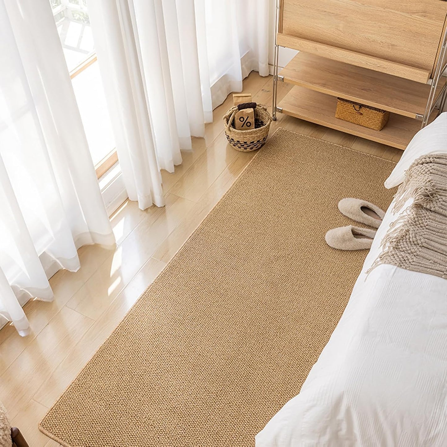 SKY-TOUCH Imitation Sisal Carpet-Set,Imitation Sisal Cotton Cloth Bottom Door Rug,Non Slip Woven Cotton Entrance Rugs for Front Porch Bathroom Kitchen Bedroom, SIZE 120x43cm & 76x43cm