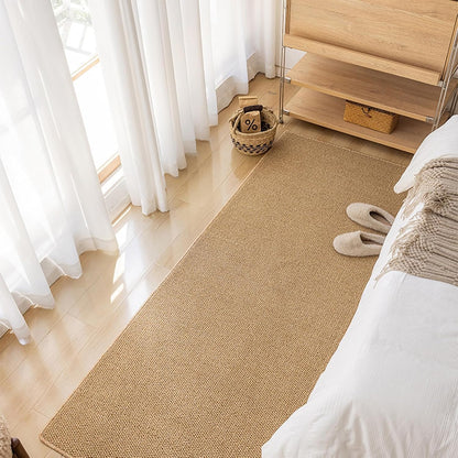 SKY-TOUCH Imitation Sisal Carpet-Set,Imitation Sisal Cotton Cloth Bottom Door Rug,Non Slip Woven Cotton Entrance Rugs for Front Porch Bathroom Kitchen Bedroom, SIZE 120x43cm & 76x43cm