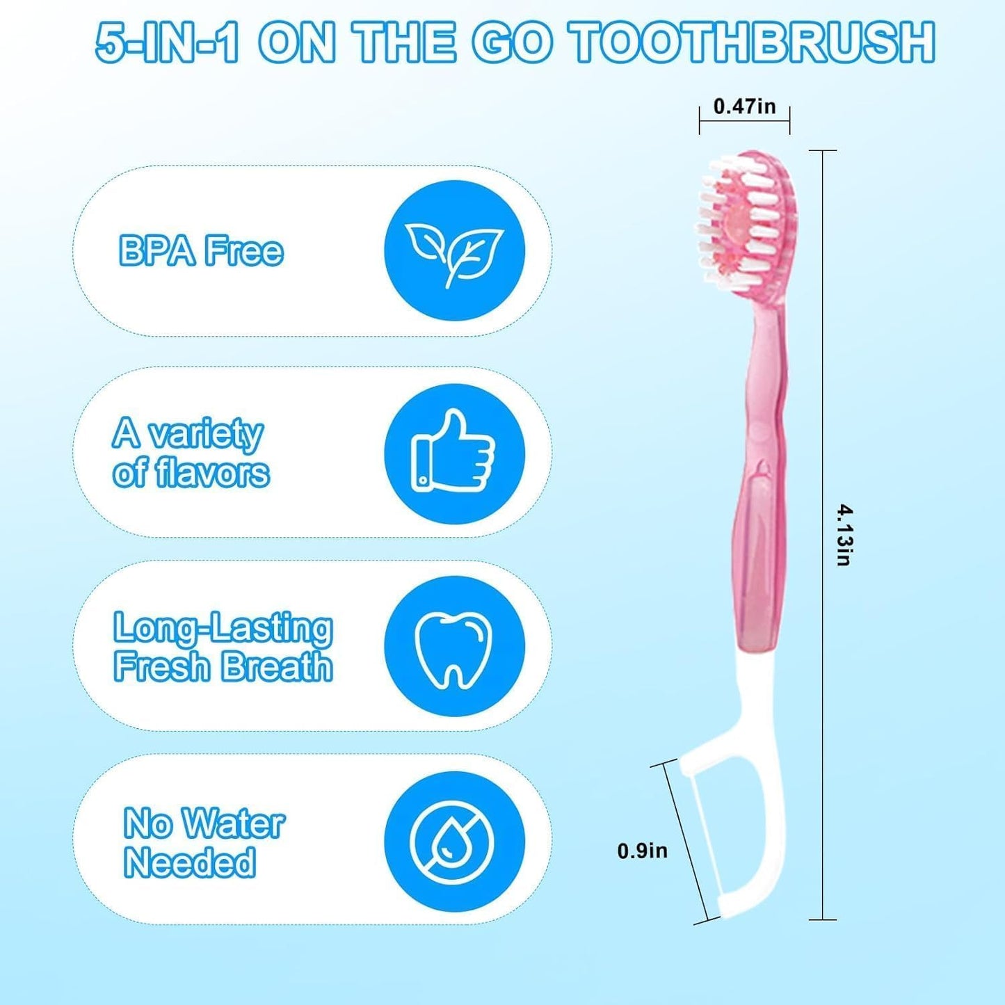 SKY-TOUCH 5 in 1 Toothbrush & Floss, 26Pcs mini toothbrushes with Toothpaste, All in one Oral Care on The go, 5 in 1 mini Brush, Toothpaste and Floss, Disposable Travel Toothbrush Set