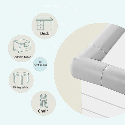 SKY-TOUCH Baby Safety Corner & Edge Protector Set – 4M Foam Cushion Strip for Furniture, Childproof Table & Corner Guards, with Tape (White)