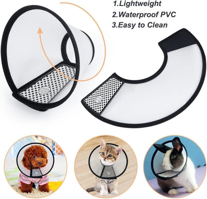SKY-TOUCH Adjustable Cat Recovery Cone, Lightweight Plastic Elizabeth Collar for Cats, Kittens, and Small Dogs After Surgery, Soft Protective E-Collar to Prevent Licking and Biting Wounds(M 22-26cm)