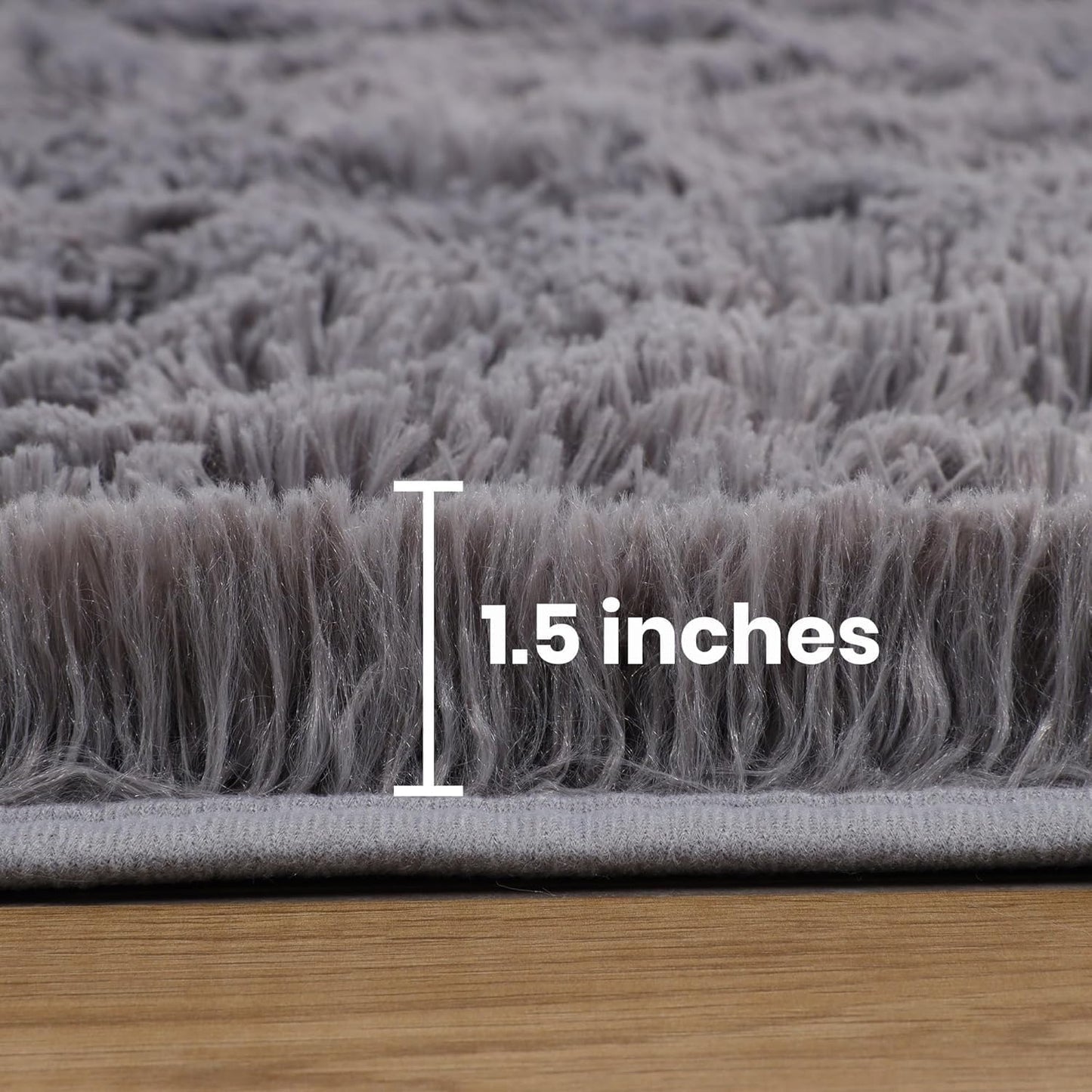 SKY-TOUCH Soft Shaggy Area Rug for Living Room & Bedroom, Fluffy Non-Slip Carpet, Modern Luxury Fur Design, Plush Floor Mat for Kids Room, Nursery, and Home Decor (Light Gray, 60 x 110 cm)