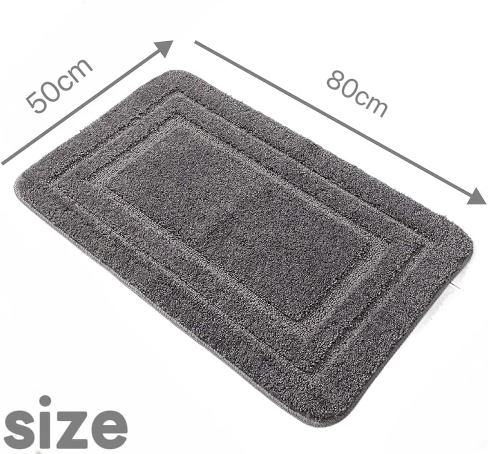 SKY-TOUCH Thick Soft Microfiber Bathroom Rug Mat - Non-Slip, Absorbent, Quick-Dry, Machine Washable - 40x60cm, Grey