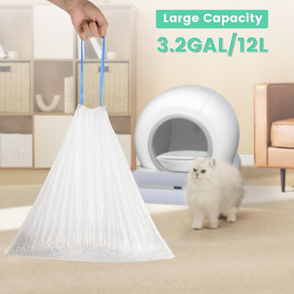 SKY-TOUCH Self-cleaning Cat Litter Box Waste Bags,Extra-Thick Cat Waste Bags for Self-Cleaning Cat Litter Box, Drawstring Cat Litter Liner Box Self Cleaning Trash Bags,45 x 50cm (4 Rolls - 60 count)