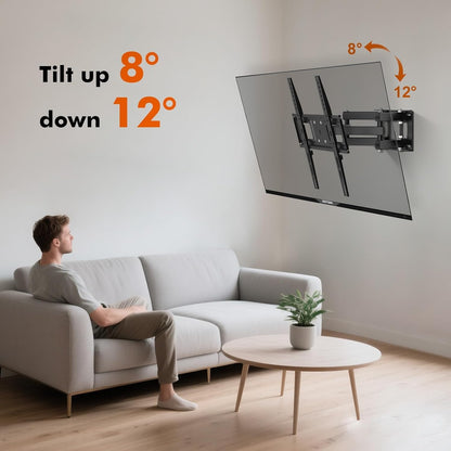 SKY-TOUH TV Wall Mount Stand for 26-55 Flat Screen/LED/4K TVs, Full Motion TV Mount with Swivel and Tilt Articulating Dual Arms, Max VESA 400x400mm, Holds up 50KG