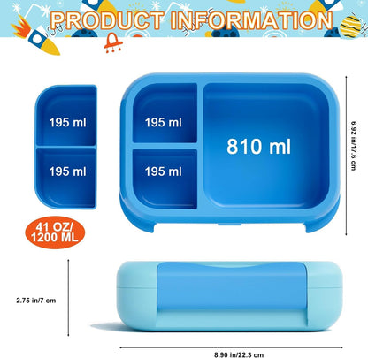 SKY-TOUCH Kids Bento Lunch Box,5-Compartment Leakproof Container with handle Movable Snack Box BPA-Free, Dishwasher & Microwave Safe Utensils Included for Kids/Adults | School, Office & Travel | Pink