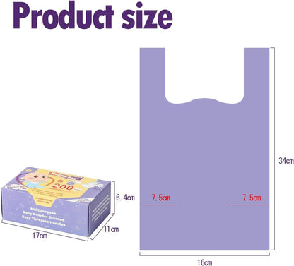 SKY-TOUCH Portable Biodegradable Disposable Diaper Wet Waste Bag (800pcs/box) Baby Powder Scented Wet Waste Bag Vest Design Baby Diaper Bag Suitable for Travel and Daily Use