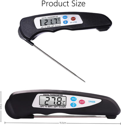 SKY-TOUCH Digital Meat Thermometer, Instant Read Waterproof Food Thermometer, Foldable Long Probe Food Cooking Thermometer with °F/°C for Kitchen, Cooking, Grill, Candy