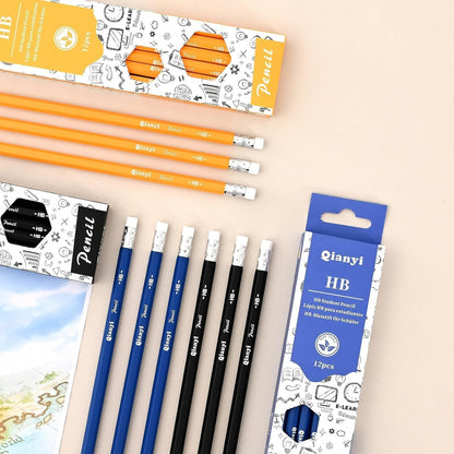 SKY-TOUCH HB hexagonal wood pencil, two set of 24, natural wood pencil set, non-toxic and environmentally friendly, suitable for smooth writing in exams, schools, offices, painting and sketching