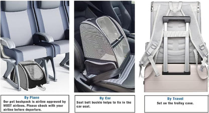 SKY-TOUCH Cat Carrier Backpack, Cats Dogs Rabbits Carrier, for Small Pets and Puppies – Perfect for Outdoor Adventures and Vet Visits, Ultimate Comfort On-the-Go, Grey - 34x27x41cm