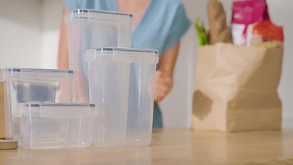 SKY-TOUCH 8 PACK Airtight Food Storage Containers Set, 4 SIZE BPA-Free Plastic Pantry Jars with Lids for Pasta, Spaghetti, Flour, Rice, Cereal & Grains Clear Kitchen Organizer Containers