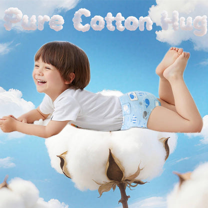 SKY-TOUCH 5PCS Baby Potty Training Pants Cotton, Soft Breathable Potty Training Underwear for 1-3 Years, Highly Absorbent Reusable Diapers for Baby Boys & Girls (M, Boy 8-13kg)