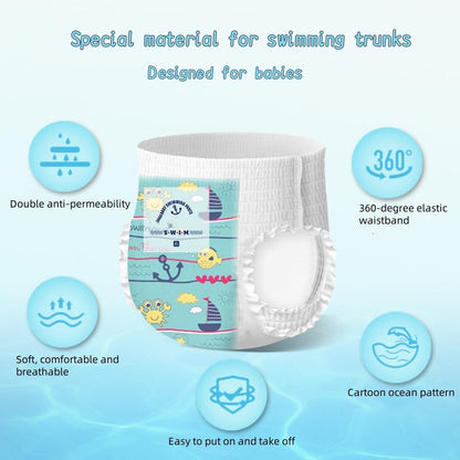 SKY-TOUCH 5pcs Disposable Swim Pants Diapers 13-17kg, Individually packaged Gap-Free Baby Swimming Pants, Premium Eco Baby Nappies Leak Protection,Size XXL
