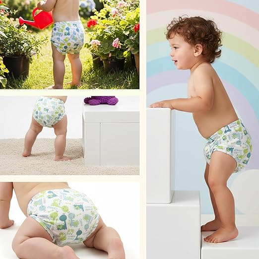 SKY-TOUCH 5PCS Baby Potty Training Pants Cotton, Soft Breathable Potty Training Underwear for 1-3 Years, Highly Absorbent Reusable Diapers for Baby Boys & Girls (L, Girl 13-20kg)