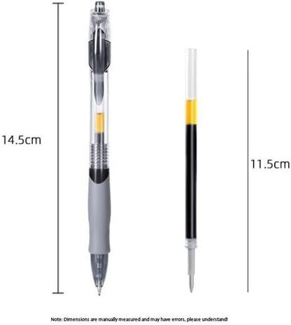SKY-TOUCH 12 PCS set 0.5mm Retractable Black Ink Pens, Bullet Tip, Quick Drying Black Ink, Soft Rubber Grip, Smooth Writing, Perfect for Exams & Signing