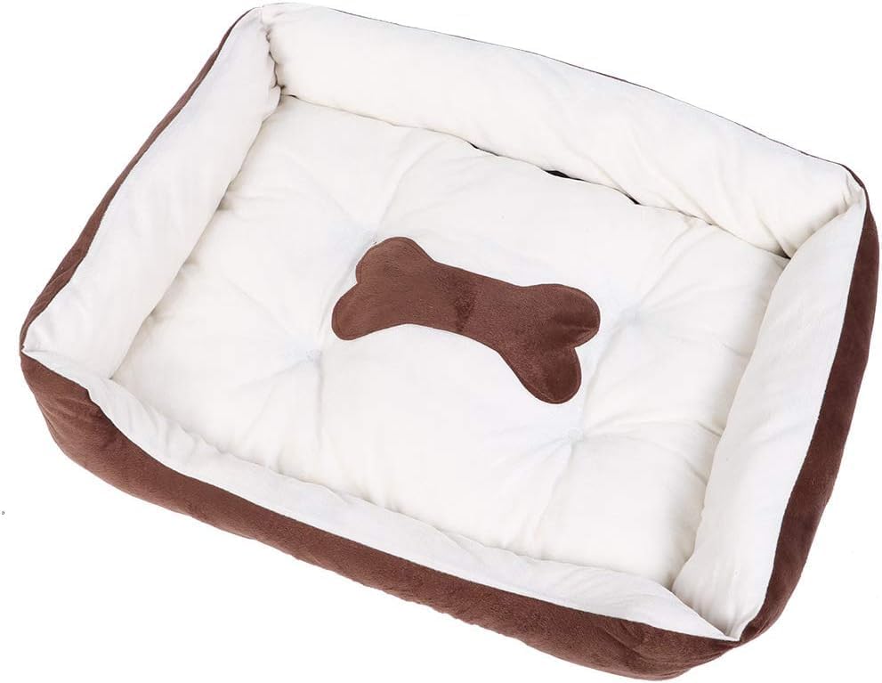 SKY-TOUCH Rectangle Dog Beds, Sleeping Pet Bed Washable with Anti-Slip Waterproof Bottom, Soft Cosy Mattress Cushion for Small, Medium, Large Pets, 80x60x15CM