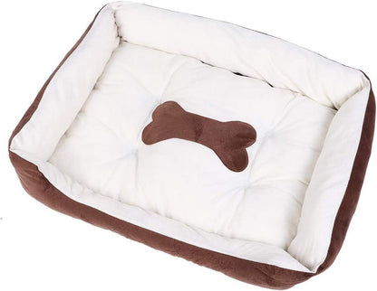 SKY-TOUCH Rectangle Dog Beds, Sleeping Pet Bed Washable with Anti-Slip Waterproof Bottom, Soft Cosy Mattress Cushion for Small, Medium, Large Pets, 80x60x15CM