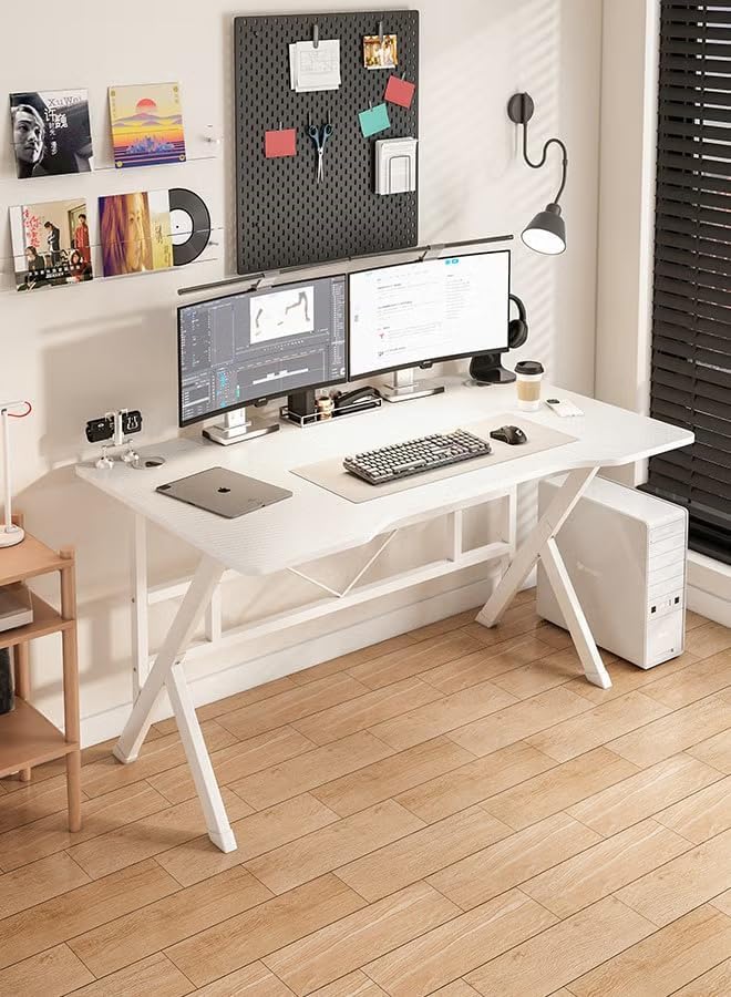 SKY-TOUCH 120x60cm Desktop Computer Desk, Home Office Computer Workstation, Gamer Desk with K-Shaped Ergonomic Computer Desk for Home, Office, Student Writing Study Desk