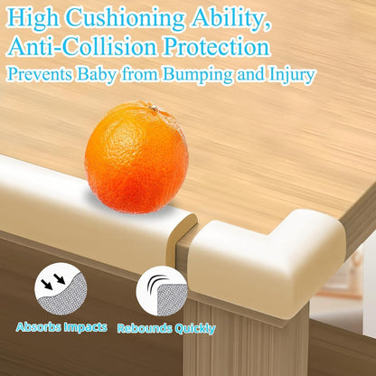 SKY-TOUCH 8 PACK Baby Safety Corner Guard, Hefty-Fit Heavy-Duty Soft NBR Rubber Foam, Furniture Fireplace Safety Bumper Guard, Off-White, with Stick Tape