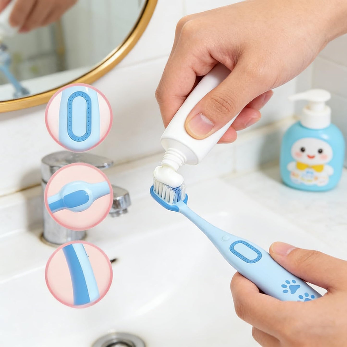 SKY-TOUCH Kids Ultra-Soft Toothbrush 3 Pack, Children's soft bristle toothbrush, Easy to hold, Three-sided brush head, Suitable for ϲhildren aged 2-8