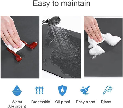 SKY-TOUCH Dish Drying Mat for Kitchen Counter, Dish Drying Pad with Non-Slip Rubber Backed, Hide Stain Anti Absorbent for Kitchen Counter (Dark Gray, 60x40cm)