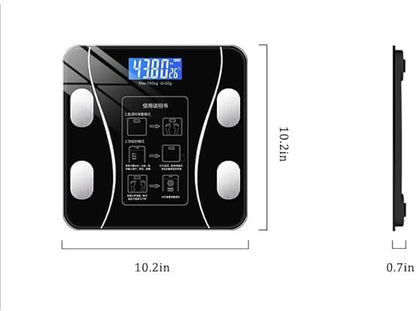 SKY-TOUCH Digital Weight Scale for Body Weight, Digital Scales Accurate with All in One LCD Display, Weight/Body Fat/BMI, Fitness Composition Analysis, Black, lbs/kg, 26x26cm