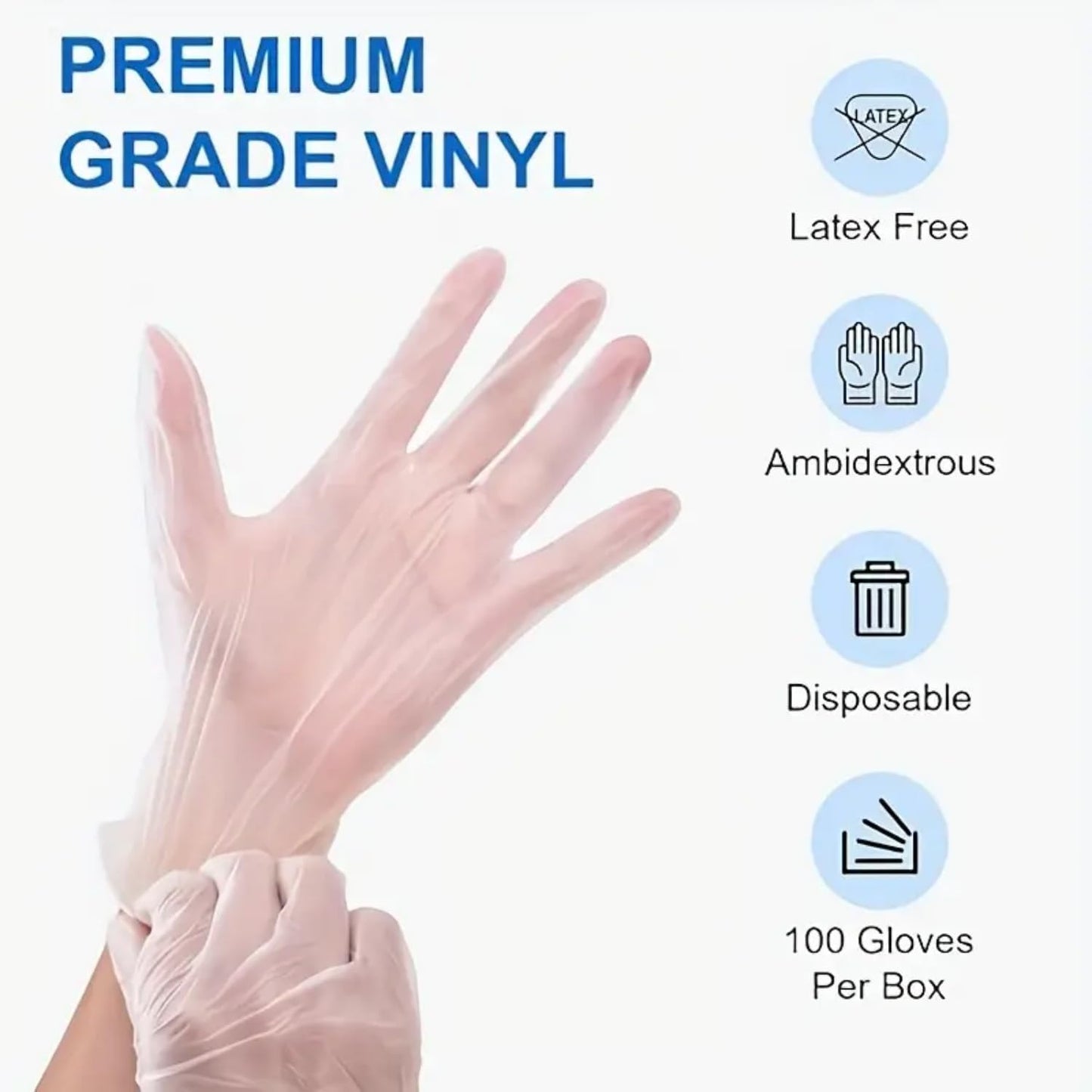 SKY-TOUCH Disposable Vinyl Gloves, 100 Count, Powder-Free & Latex-Free, Food Safe, Non-Sterile, Ambidextrous, For Cooking, Food Prep, Cleaning & Professional Use (XL Clear)