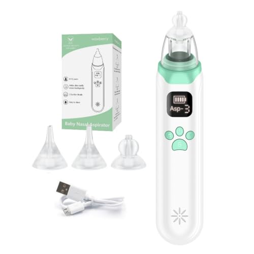 SKY-TOUCH Nasal Aspirator for Baby, Portable Electric Nose Aspirator for Toddler, Automatic Nose Cleaner with 3 Silicone Tips, Adjustable Suction Level, Music and Light Soothing Function