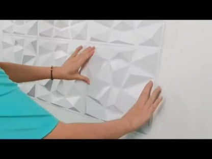 SKY-TOUCH 10PCS 3D Wall Panels, 30x30cm PVC Waterproof Wall Panel Diamond Textured Modern Decor Wall Tiles Accent Wall Panels for Living Room Bedroom Hotel Office, Coving 9.7 Sq.Ft（Matt White）