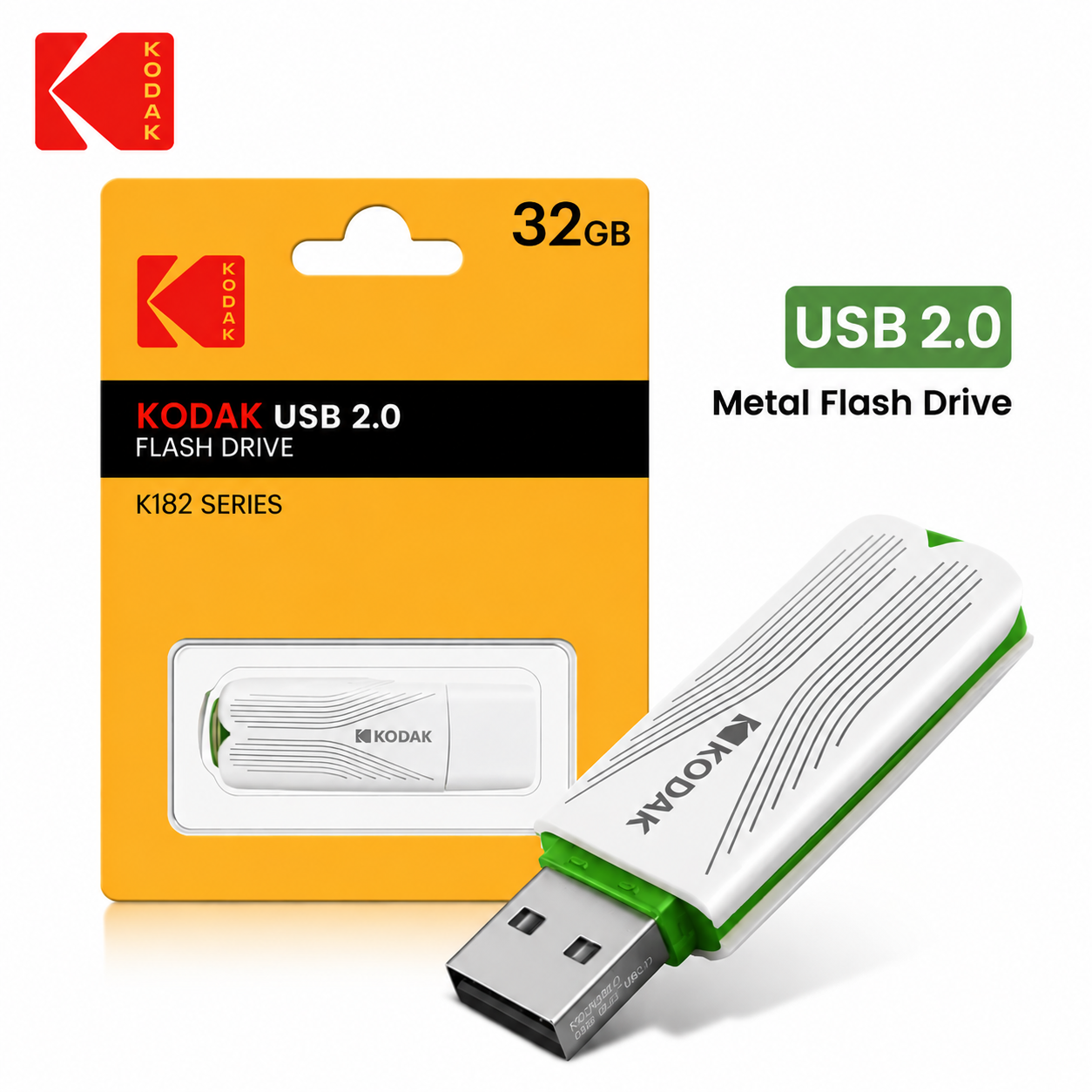 K182 USB 2.0 Flash Drive, Portable U Disk Memory Stick, High-Speed USB2.0 Storage, 16GB/32GB/64GB, with Leather Lanyard for Laptop, PC, File Transfer & Backup, Car, Office