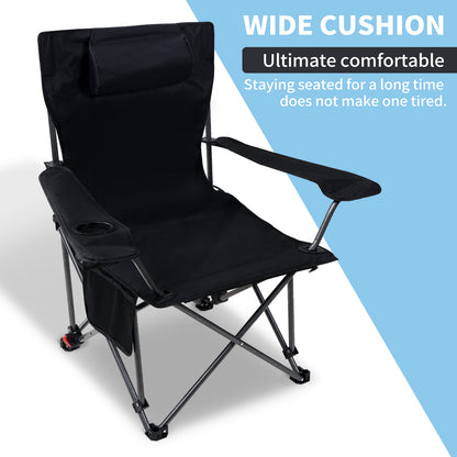 SKY-TOUCH Camping Chair Set, Folding Chair, Portable Camping Chair with Side Pocket & Carry Bag,Camping Couch for Adults, Black