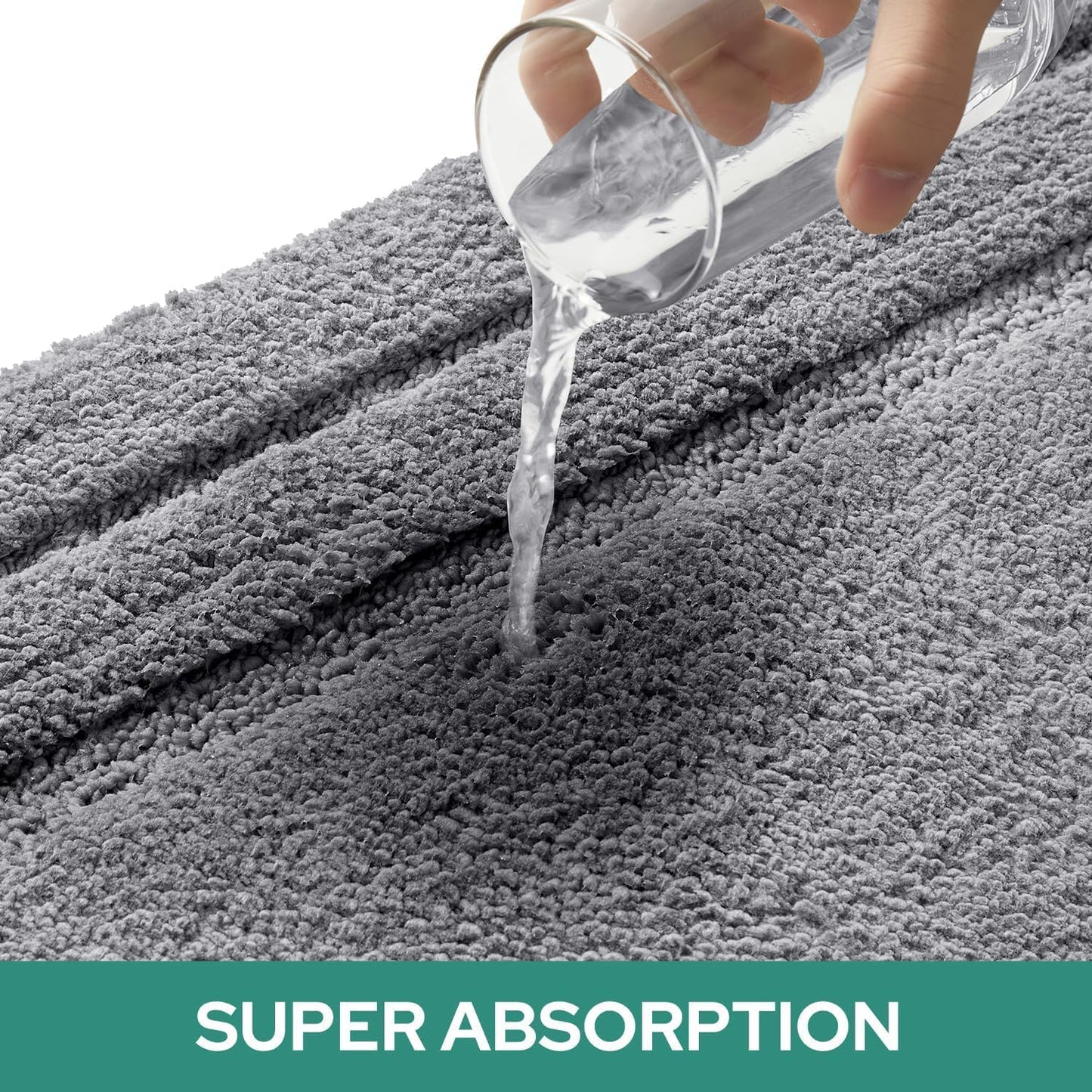 SKY-TOUCH Thick Soft Microfiber Bathroom Rug Mat - Non-Slip, Absorbent, Quick-Dry, Machine Washable - 40x60cm, Grey