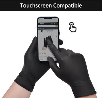 SKY-TOUCH Disposable Vinyl Gloves, 100 Count, Powder-Free & Latex-Free, Food Safe, Non-Sterile, Ambidextrous, Ideal For Cooking, Food Prep, Cleaning, Salons, and Light Industrial Use (XL Black)