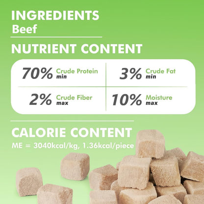 SKY-TOUCH Freeze Dried Dog and Cat Treats, 70g Resealable Value Pack, 100% Beef, Single Ingredient Natural Healthy Training Treats & Food Topper, High Protein Raw Pet Snacks, No Additives