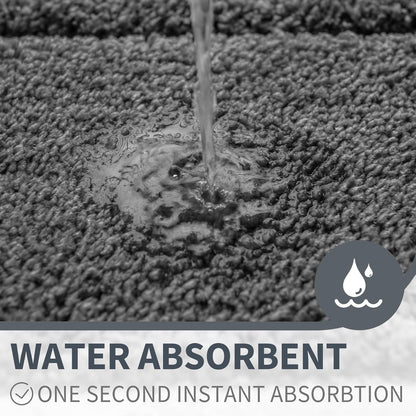 SKY-TOUCH Thick Soft Microfiber Bathroom Rug Mat - Non-Slip, Absorbent, Quick-Dry, Machine Washable - 50x80cm, Grey