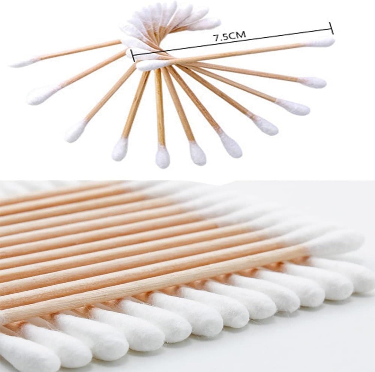 SKY-TOUCH 500 Count Cotton Swabs Double-Tipped Round, Bamboo Clean Swabs for Personal Care, Ear Cleaning, Makeup, Nails