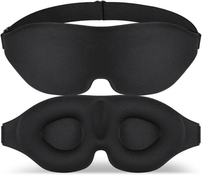 SKY-TOUCH 2PCS 3D Blackout Sleep Mask, Eye Mask for Sleeping,100% Blackout,Sleep Mask Men Women, with Adjustable Strap for Sleeping, Yoga, Traveling (Black)